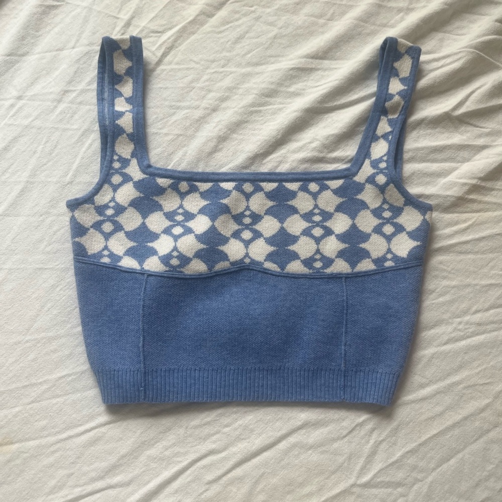 Princess Polly Blue and White Knit Top